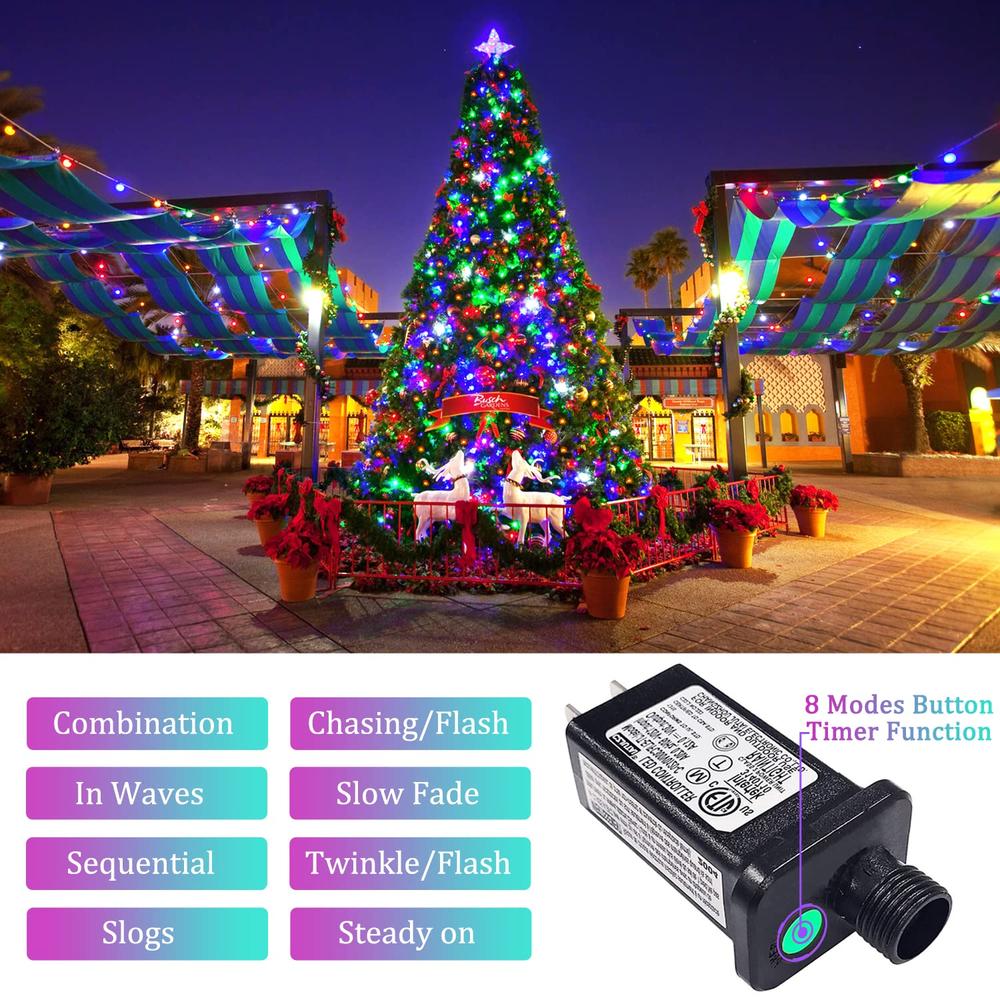 JMEXSUSS 500 LED Christmas Lights Outdoor Waterproof, Expandable Muticolor Christmas Tree Lights Plug in, 8 Modes Twinkle Fairy 