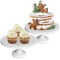 Ameuphercy Wood Cake Stand, 2 Pack Cupcake Stand with Pedestal Stand, Baking Cake Stand with Cake Board for Dessert Table, Farmhouse Cupcak