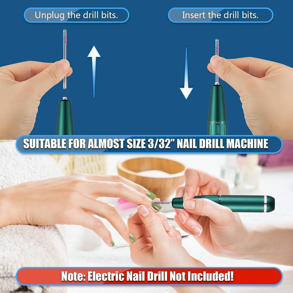 Depvko 21pcs Nail Drill Bits Sets, 3/32 Inch Diamond Cuticle Electric Nail File and Ceramic Acrylic Gel Nail Bit Kit, Acrylic Nail Art 