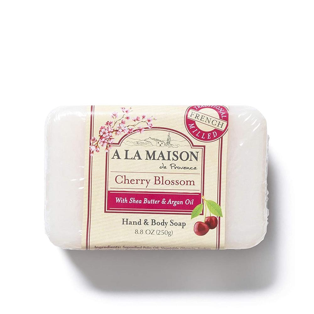 A LA MAISON Cherry Blossom Bar Soap - Triple French Milled Natural Moisturizing Hand Soap Bar (1 Bar of Soap, 8.8 oz)