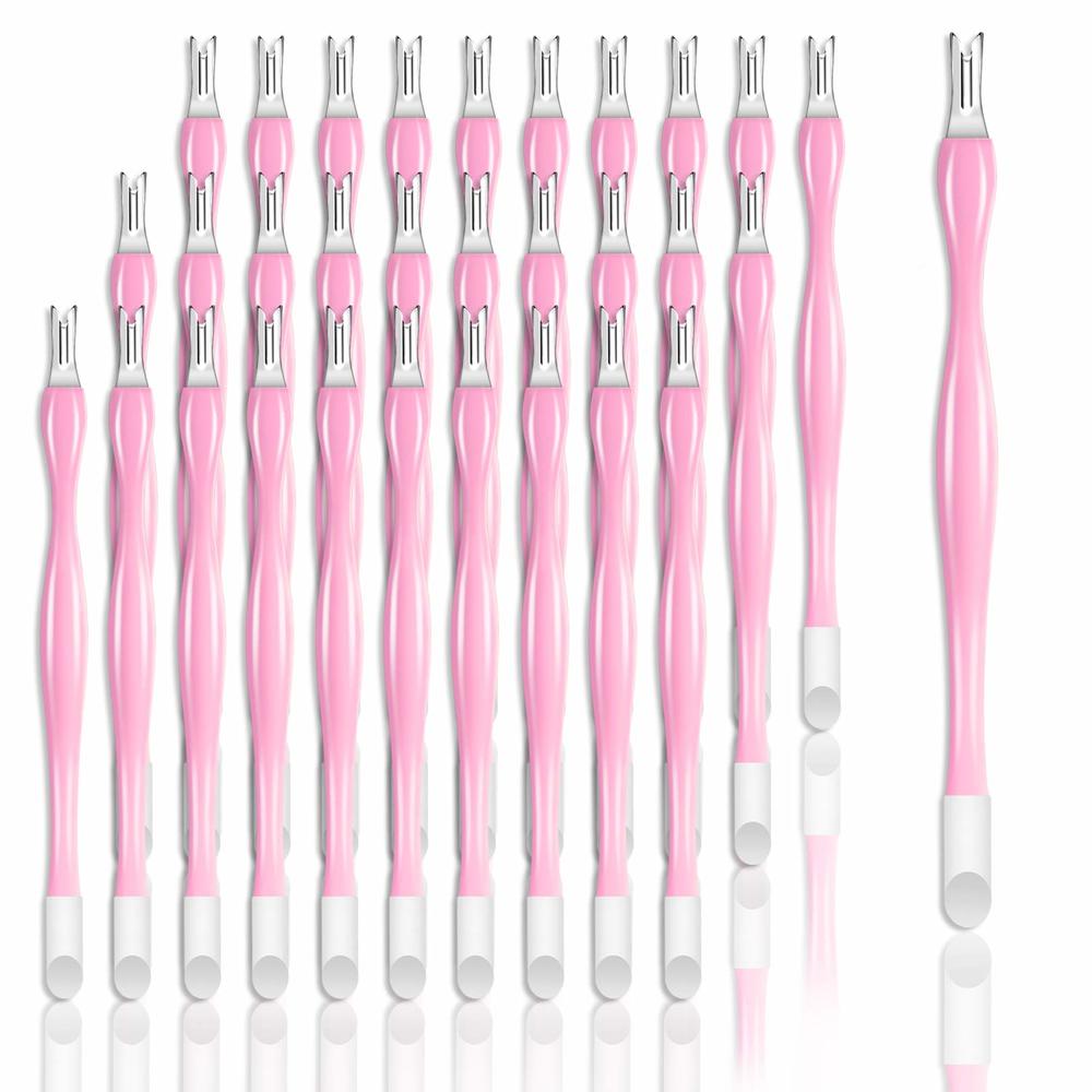 Allstarry 30 Pieces Nail Cuticle Trimmer Remover Plastic Handle Cuticle Pusher Rubber Nail Cleaner Double Head Dead Skin Cuticle