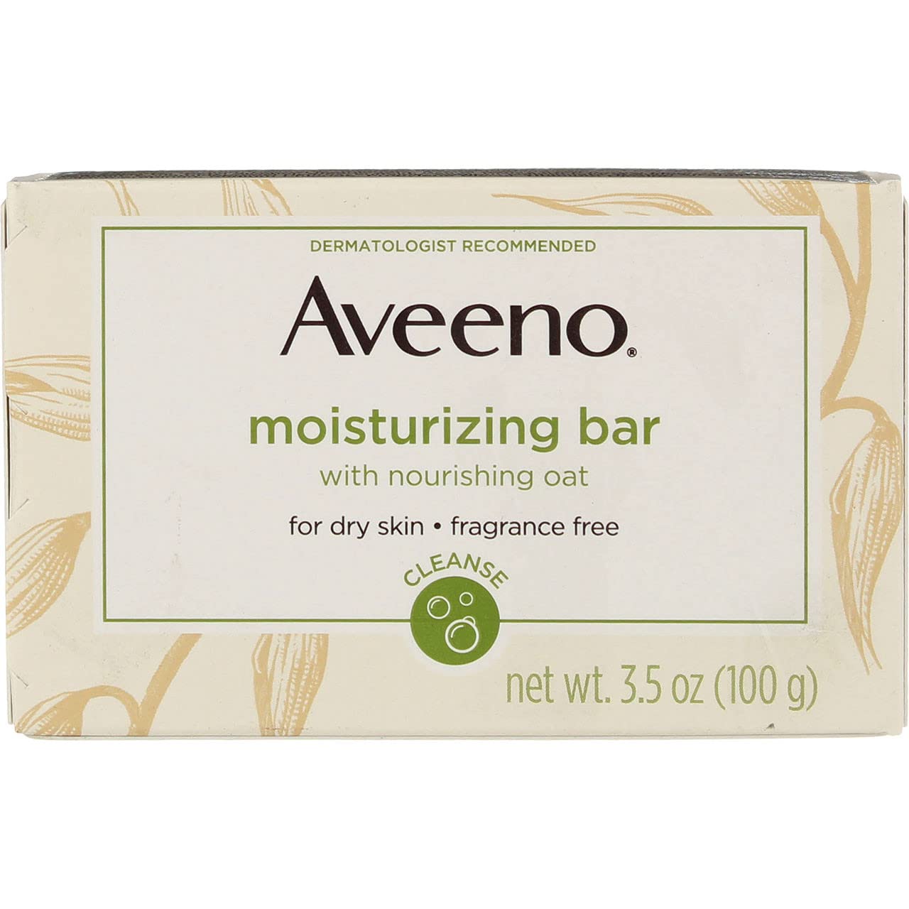 Aveeno Gentle Moisturizing Bar Facial Cleanser with Nourishing Oat for Dry Skin, Fragrance-free, Dye-Free, & Soap-Free, 3.5 oz (