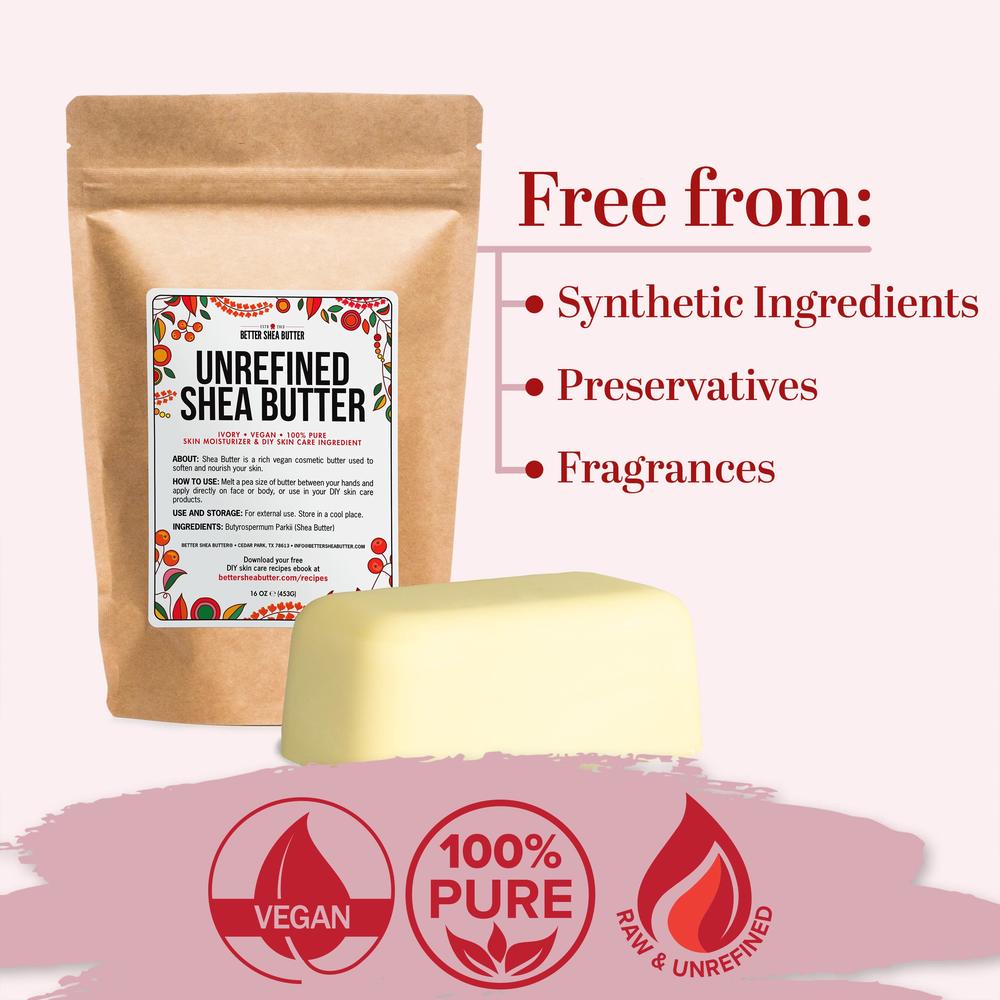Better Shea Butter Raw Shea Butter - 100% Pure African Unrefined Shea Butter for Hair - Skin Moisturizer for Face, Body and for 