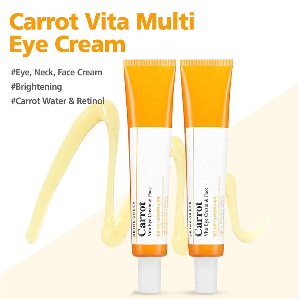 BRING GREEN Carrot Vita Eye Cream & Face Double SET (2 Count) | Anti-Aging, Anti-Wrinkles Eyecream with Vitamins C, B, E, Retino