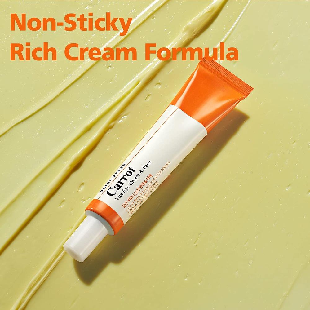 BRING GREEN Carrot Vita Eye Cream & Face Double SET (2 Count) | Anti-Aging, Anti-Wrinkles Eyecream with Vitamins C, B, E, Retino
