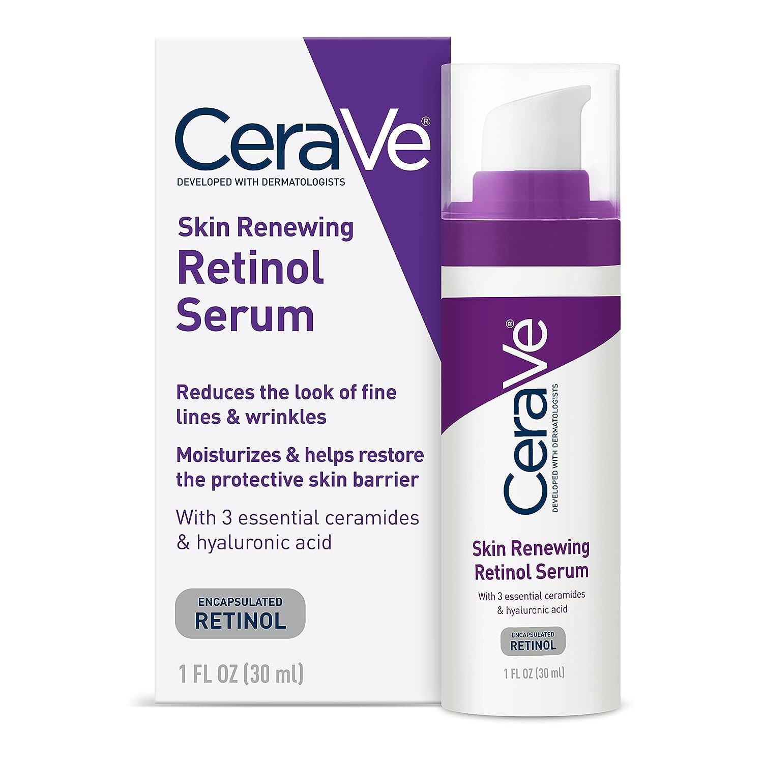 CeraVe Anti Aging Retinol Serum | Cream Serum for Smoothing Fine Lines and Skin Brightening | With Retinol, Hyaluronic Acid, Nia