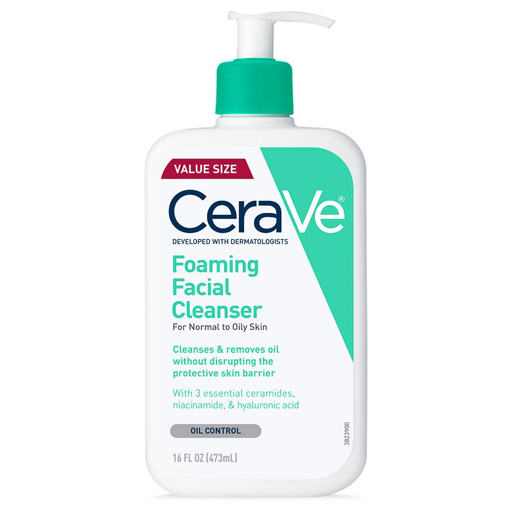 CeraVe Foaming Facial Cleanser | Daily Face Wash for Oily Skin with Hyaluronic Acid, Ceramides, and Niacinamide| Fragrance Free 