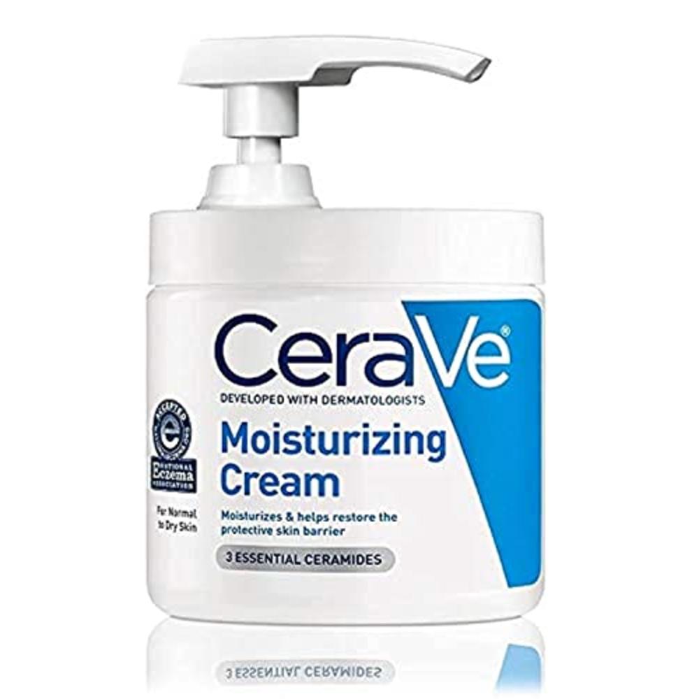 CeraVe Moisturizing Cream with Pump 16 oz Daily Face and Body Moisturizer for Dry Skin