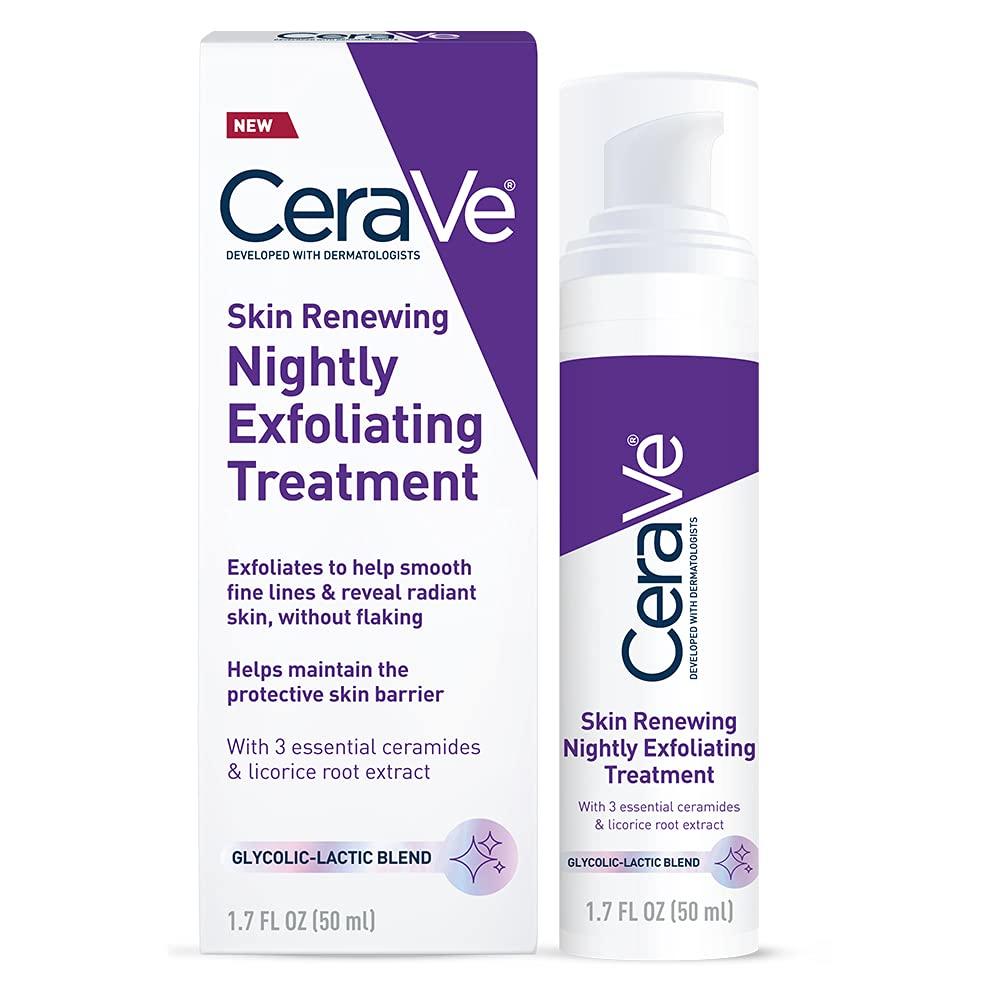 CeraVe Skin Renewing Nightly Exfoliating Treatment | Anti Aging Face Serum with Glycolic Acid, Lactic Acid, and Ceramides| Dark 