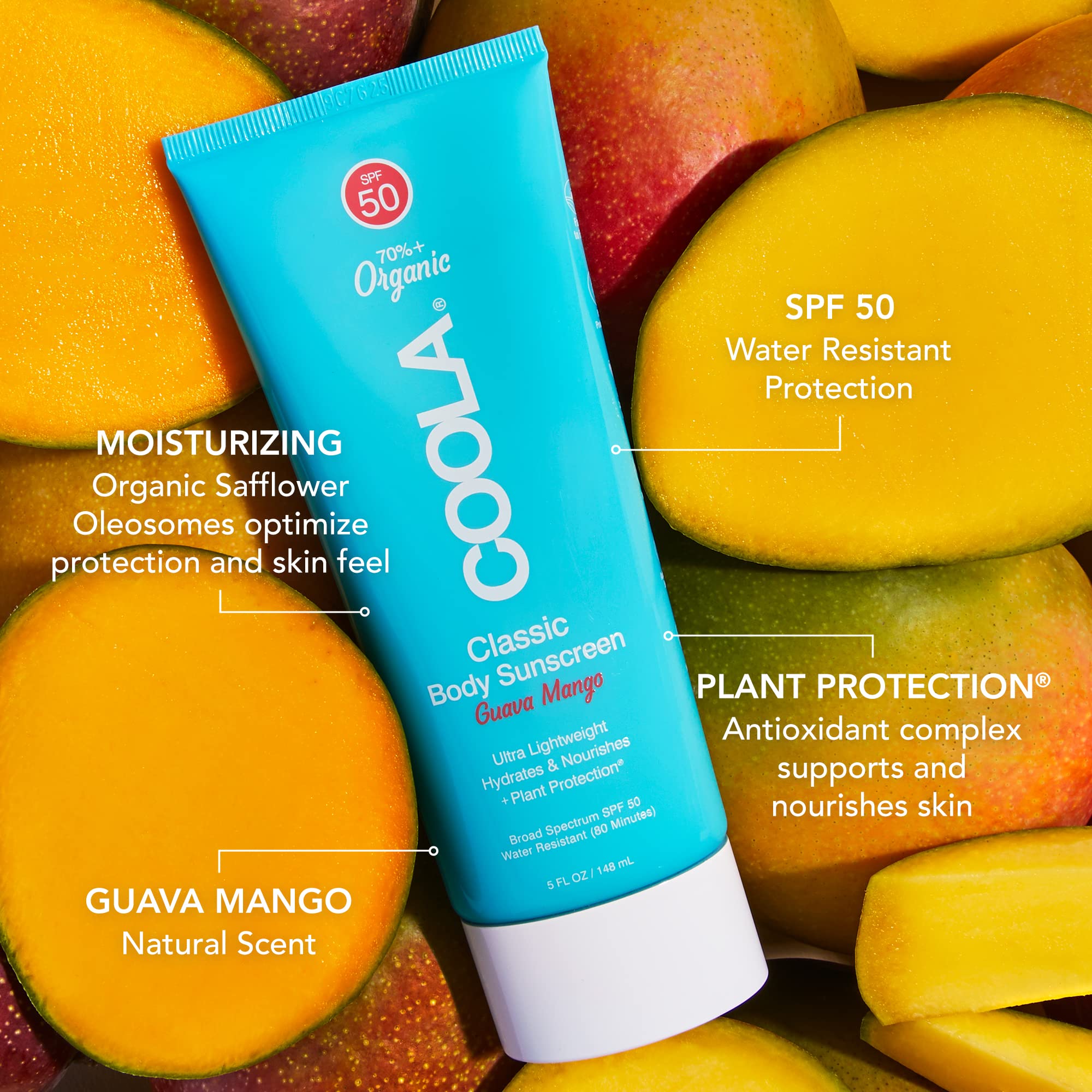 COOLA Organic Sunscreen SPF 50 Sunblock Body Lotion, Dermatologist Tested Skin Care for Daily Protection, Vegan and Gluten Free,