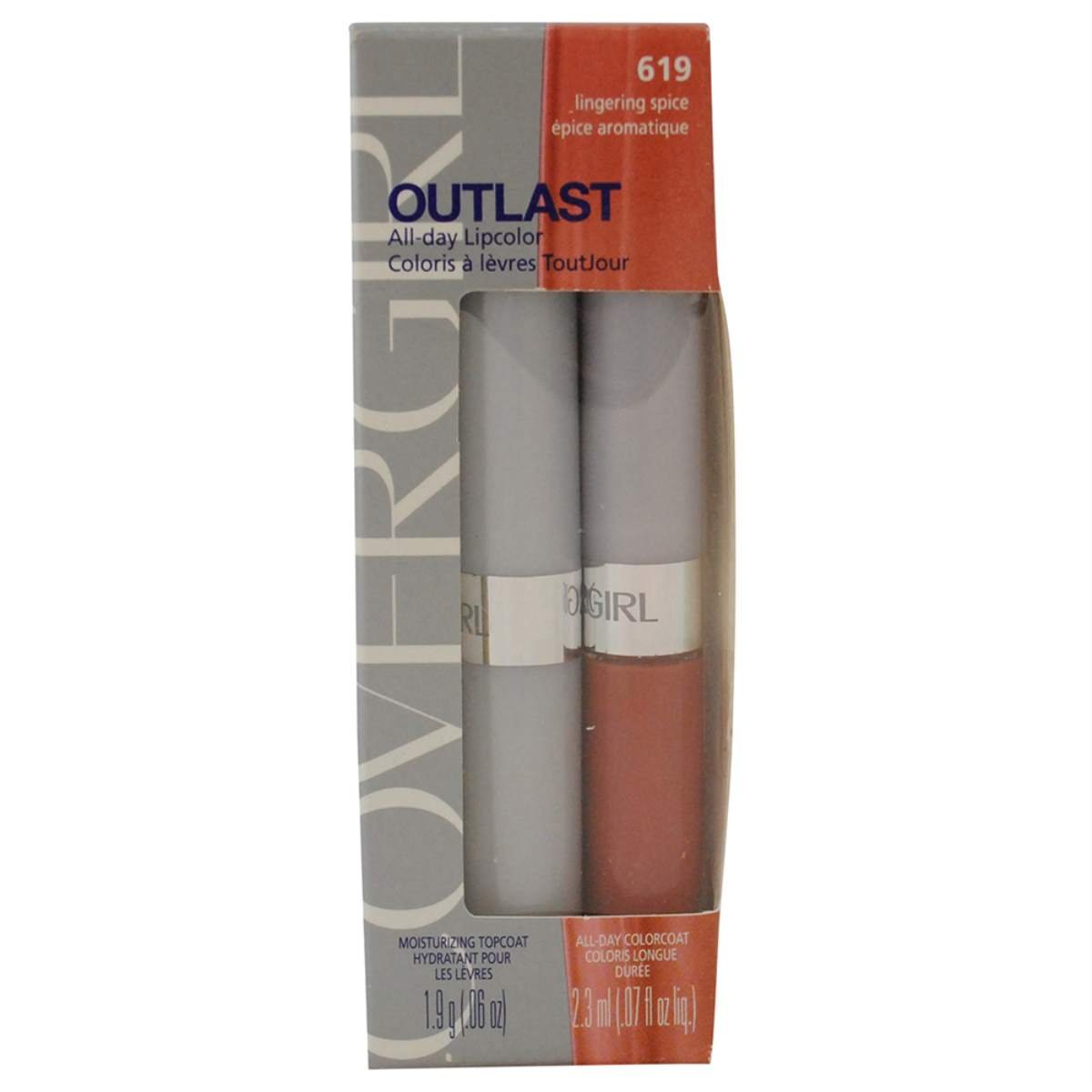 CoverGirl Outlast All Day Two Step Lipcolor, Lingering Spice 619, 0.13 Ounce