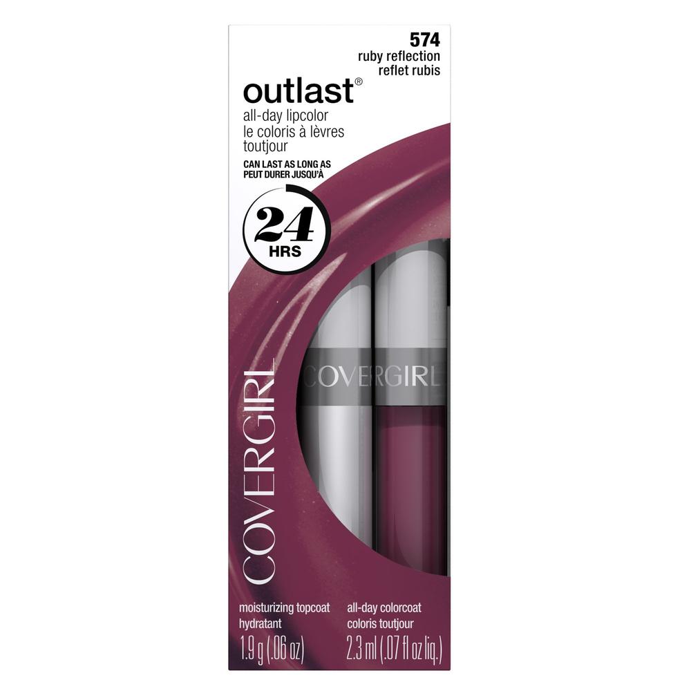 COVERGIRL Outlast All Day Two-Step Lipcolor Ruby Reflection 574, 0.13 Oz, 0.130-Fluid Ounce