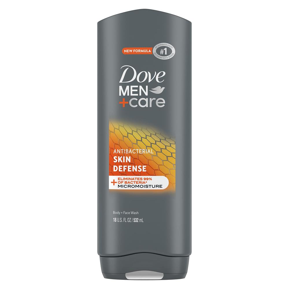 Dove Men+Care Antibacterial Skin Defense Body and Face Wash with 24-Hour Nourishing Micromoisture Technology Body Wash for Men, 