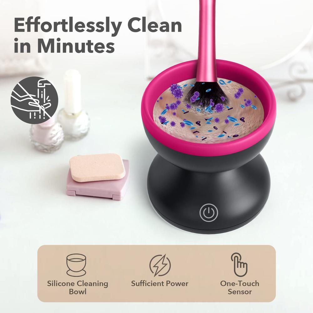 Alyfini Electric Makeup Brush Cleaner Machine - Alyfini Portable Automatic USB Cosmetic Brush Cleaner Tools for All Size Beauty Makeup B