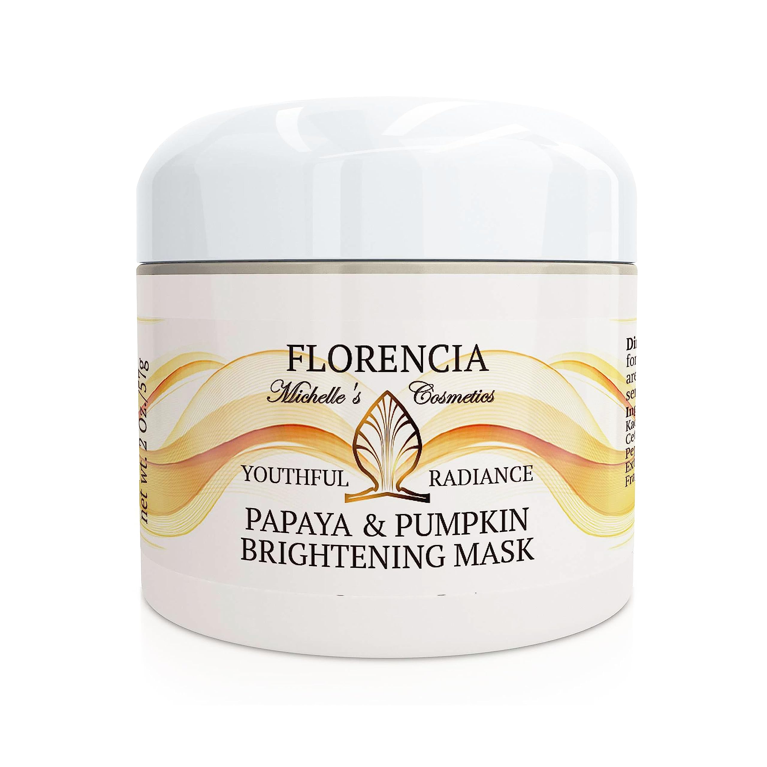 Florencia Papaya & Pumpkin Brightening Mask. Natural, Exfoliating, Skin Softening & Smoothing Facial Mask. Gently Removes Impuri