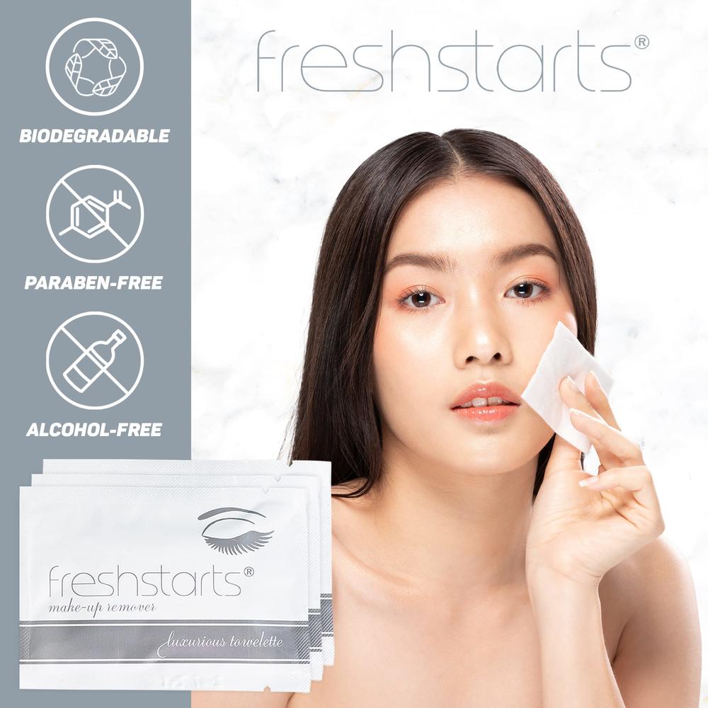 Freshends Freshstarts Makeup Remover Facial Cleansing Towelettes - Individually Wrapped Facial Makeup Remover Pads, Travel Essentials for 