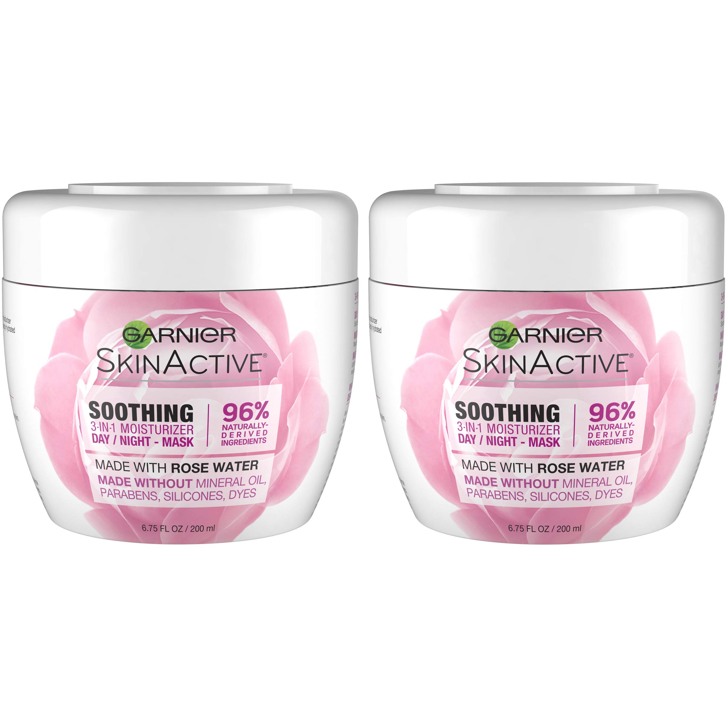 Garnier SkinActive 3-in-1 Face Moisturizer with Rose Water, 6.7 Fl Oz (Pack of 2) (Packaging May Vary)