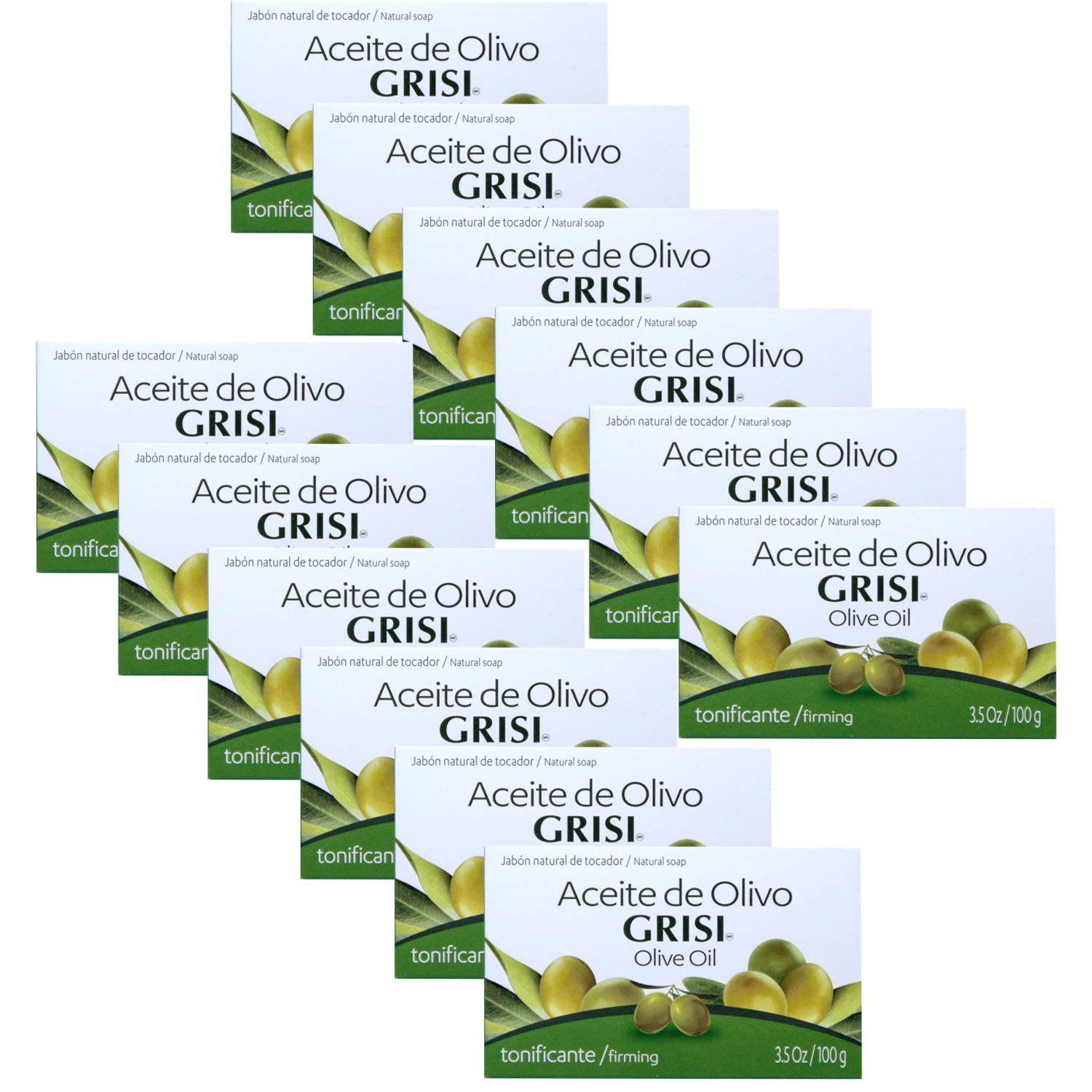 Grisi Olive Oil Soap, Jabon Aceite de Olivo, Grisi, 3.5 Oz, 12 Count