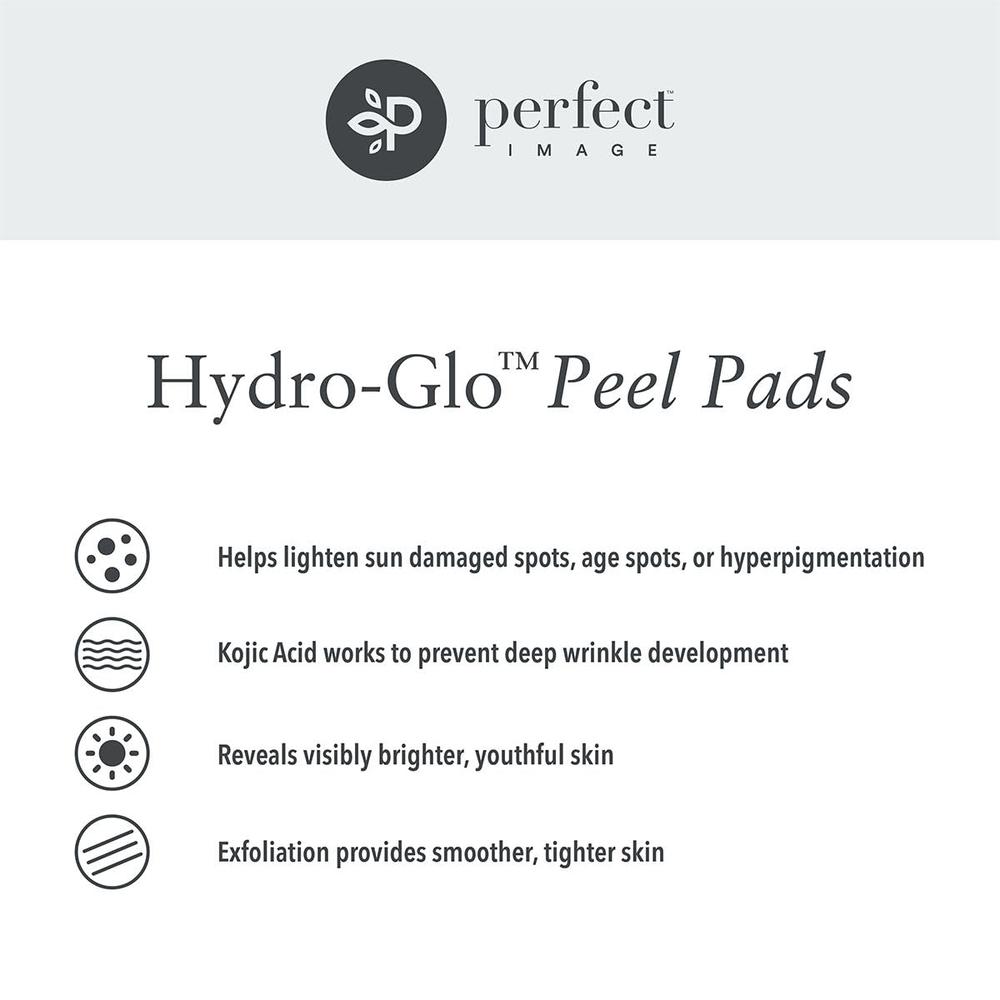 PERFECT IMAGE Hydro-Glo 40% Peel Pads, Enhanced with Lactic Acid, Mandelic Acid, Glutathione, Kojic Acid, Licorice, Papaya, Pineapple, and Bea