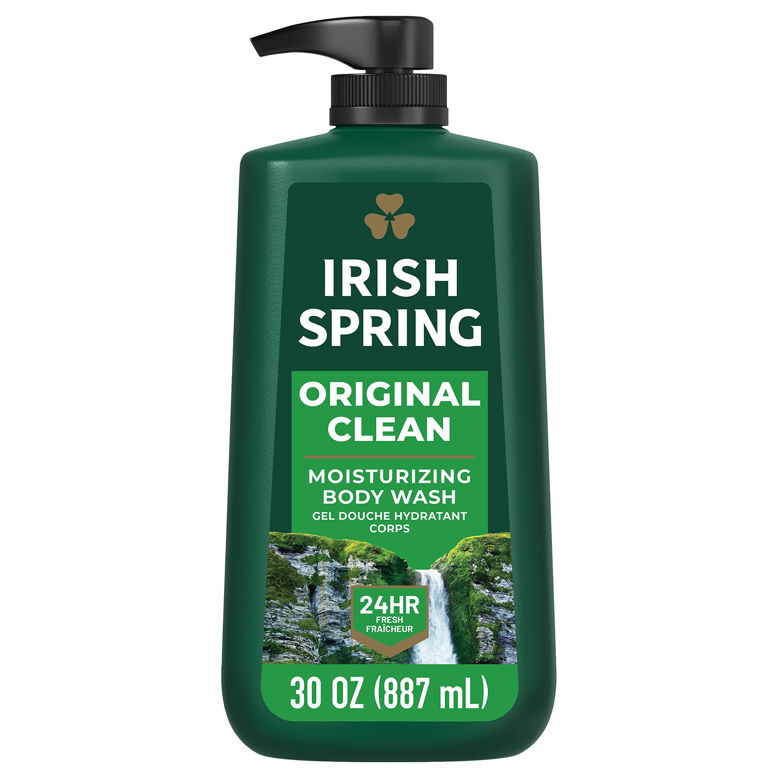Irish Spring Men's Body Wash Pump, Original Clean Body Wash for Men, Smell Fresh and Clean for 24 Hours, Cleans Body, Hands, and