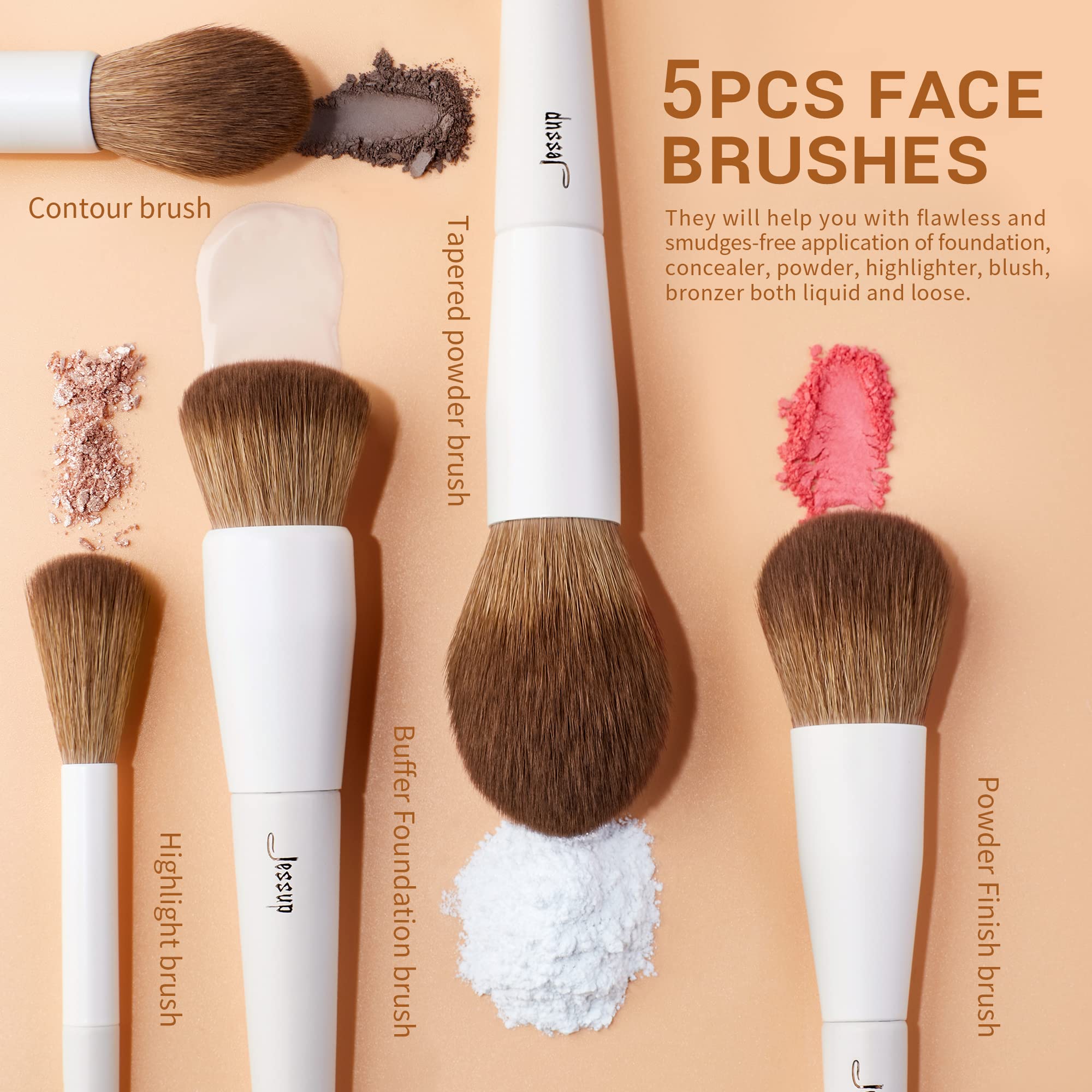 Jessup Makeup Brushes 14Pcs Makeup Brush Set Premium Synthetic Powder Foundation Contour Blush Concealer Eye Shadow Blending Lin