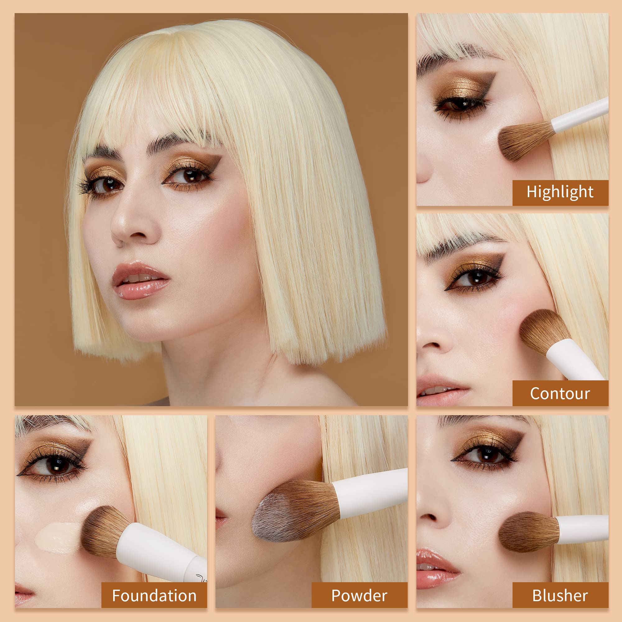 Jessup Makeup Brushes 14Pcs Makeup Brush Set Premium Synthetic Powder Foundation Contour Blush Concealer Eye Shadow Blending Lin