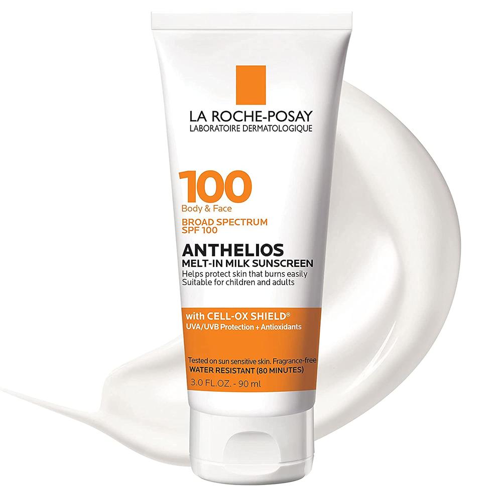 La Roche-Posay Anthelios Melt-in Milk Body & Face Sunscreen Lotion Broad Spectrum SPF 100, Oxybenzone & Octinoxate Free, Sunscre