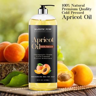 Majestic Pure MAJESTIC PURE Apricot Oil, 100% Pure and Natural,  Cold-Pressed, Apricot Kernel Oil, Moisturizing, for Skin Care, Massage,  Hair C