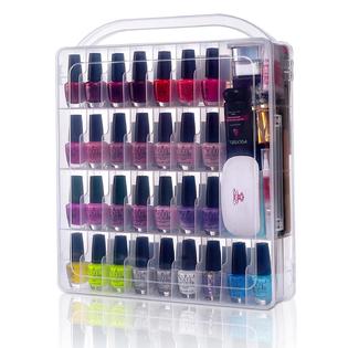 Makartt Gel Nail Polish Organizer Holder for 60 Bottles with Large Separate  Compartment Universal Clear Nail Storage Travel Case