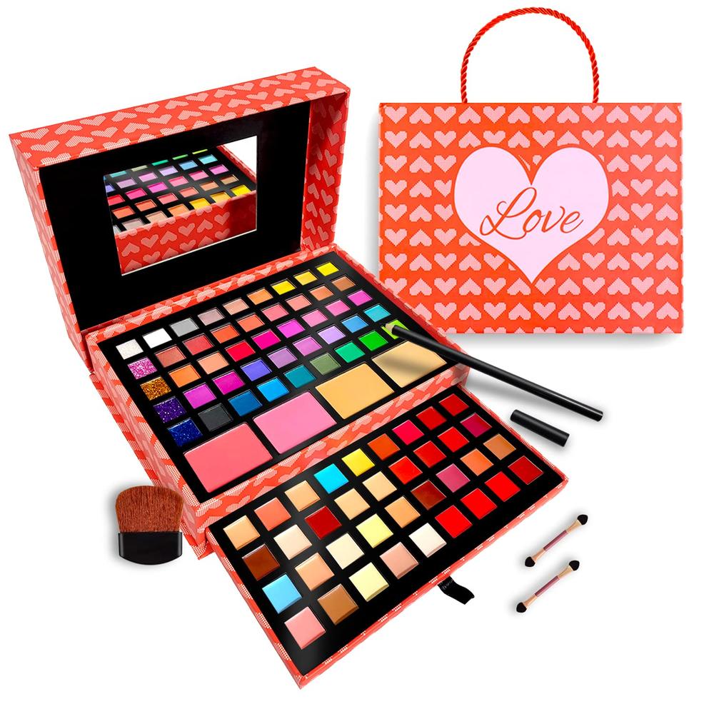 Toysical Makeup Kits for Teens - 2-Tier Love Make Up Gift Set and Eyeshadow Palette for Teen Girls and Juniors -Variety Shade Array - Ful