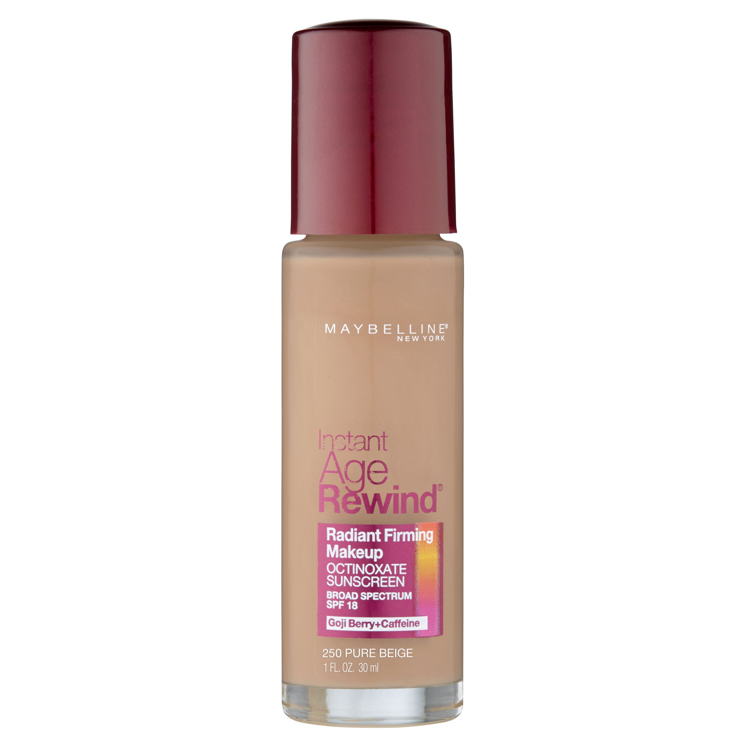 Maybelline New York Instant Age Rewind Radiant Firming Makeup, Pure Beige 250, 1 Fluid Ounce