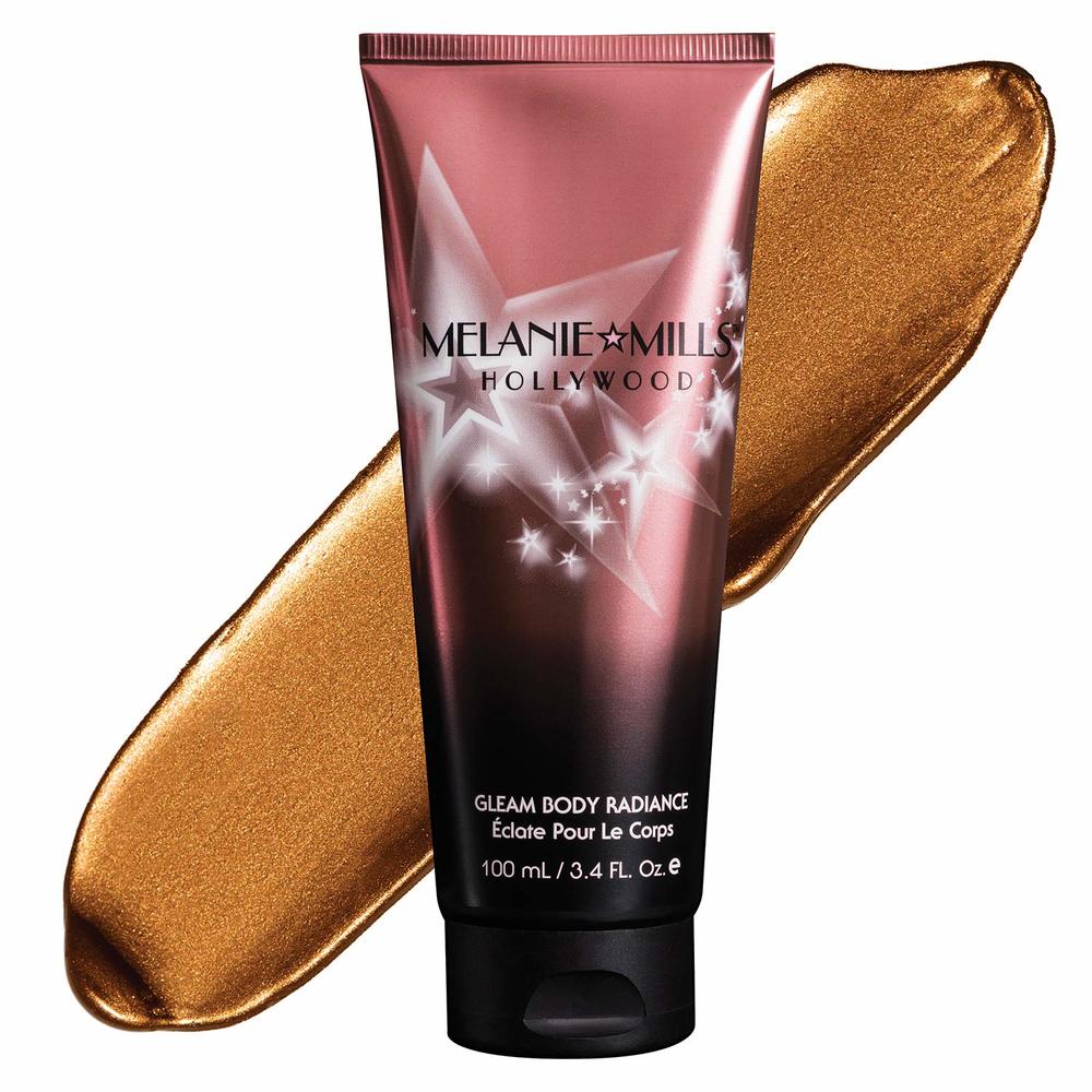 Melanie Mills Hollywood Gleam Body Radiance All In One Makeup, Moisturizer & Glow For Face & Body - Deep Gold, 3.4 fl.oz.