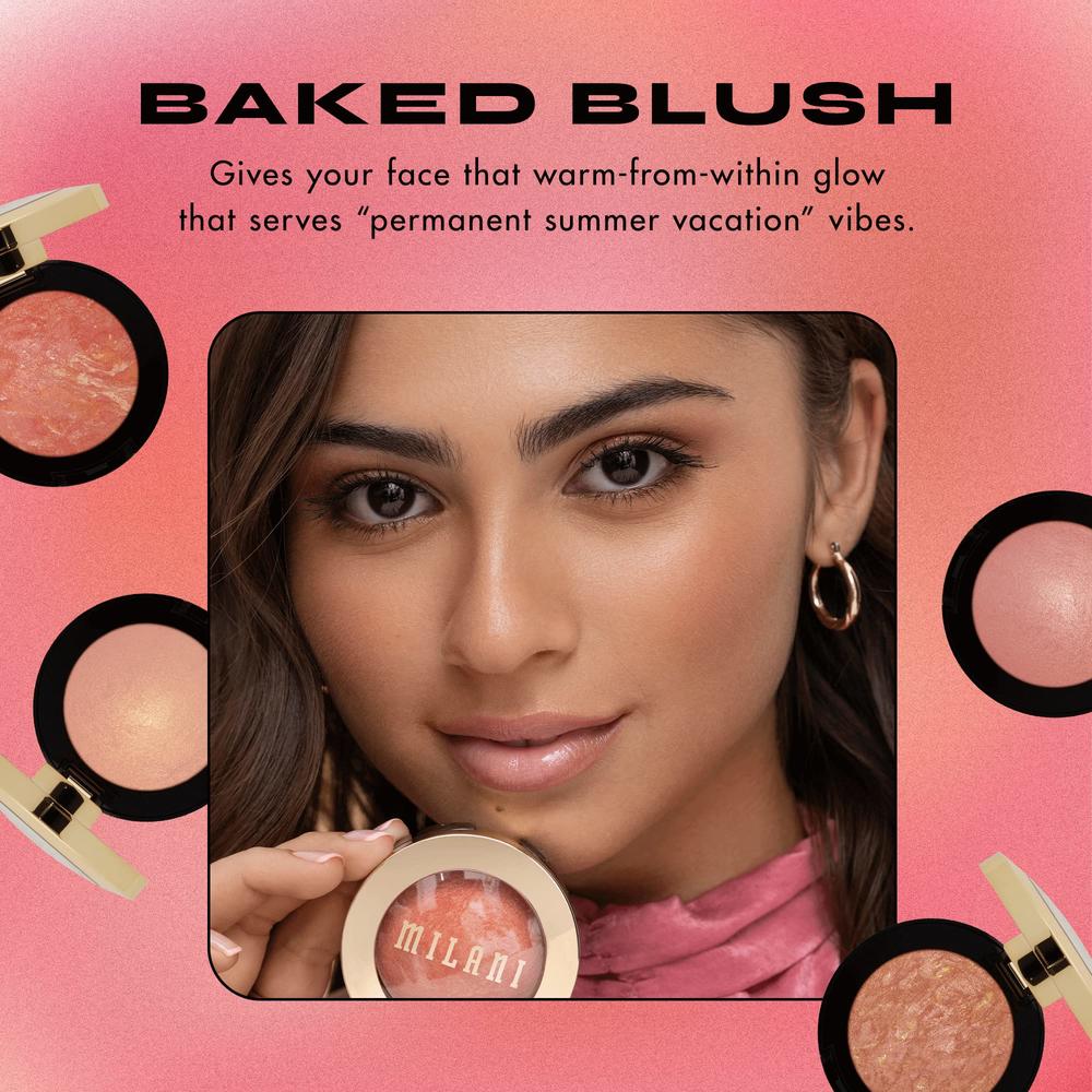Milani Baked Blush - Corallina (0.12 Ounce) Cruelty-Free Powder Blush - Shape, Contour & Highlight Face for a Shimmery or Matte 