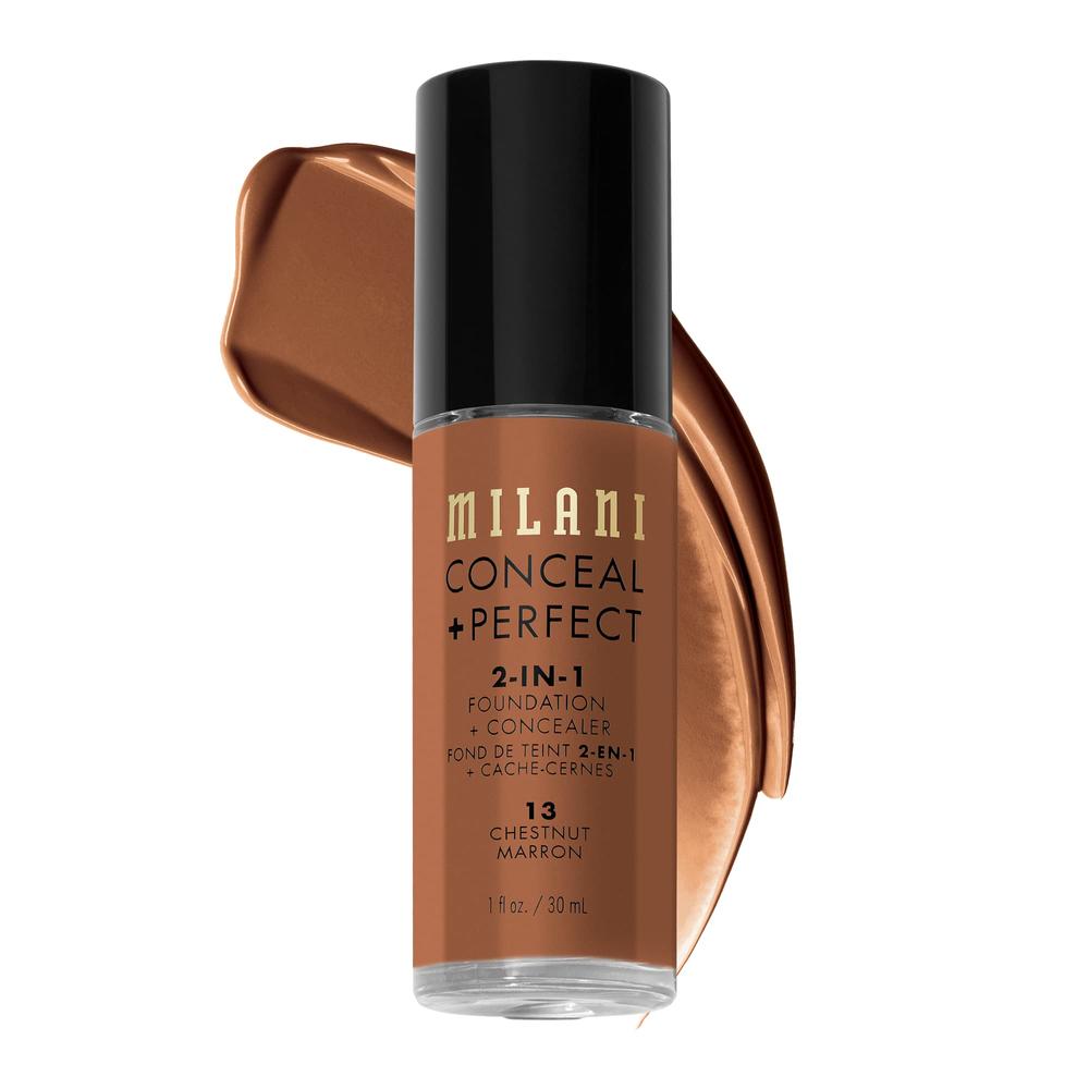 Milani Conceal + Perfect 2-in-1 Foundation + Concealer - Chestnut (1 Fl. Oz.) Cruelty-Free Liquid Foundation - Cover Under-Eye C