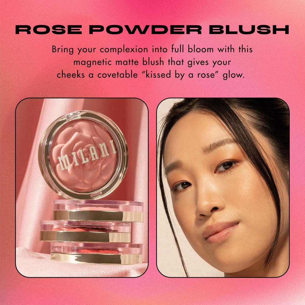 Milani Rose Powder Blush - Tea Rose (0.6 Ounce) Cruelty-Free Blush - Shape, Contour & Highlight Face with Matte or Shimmery Colo