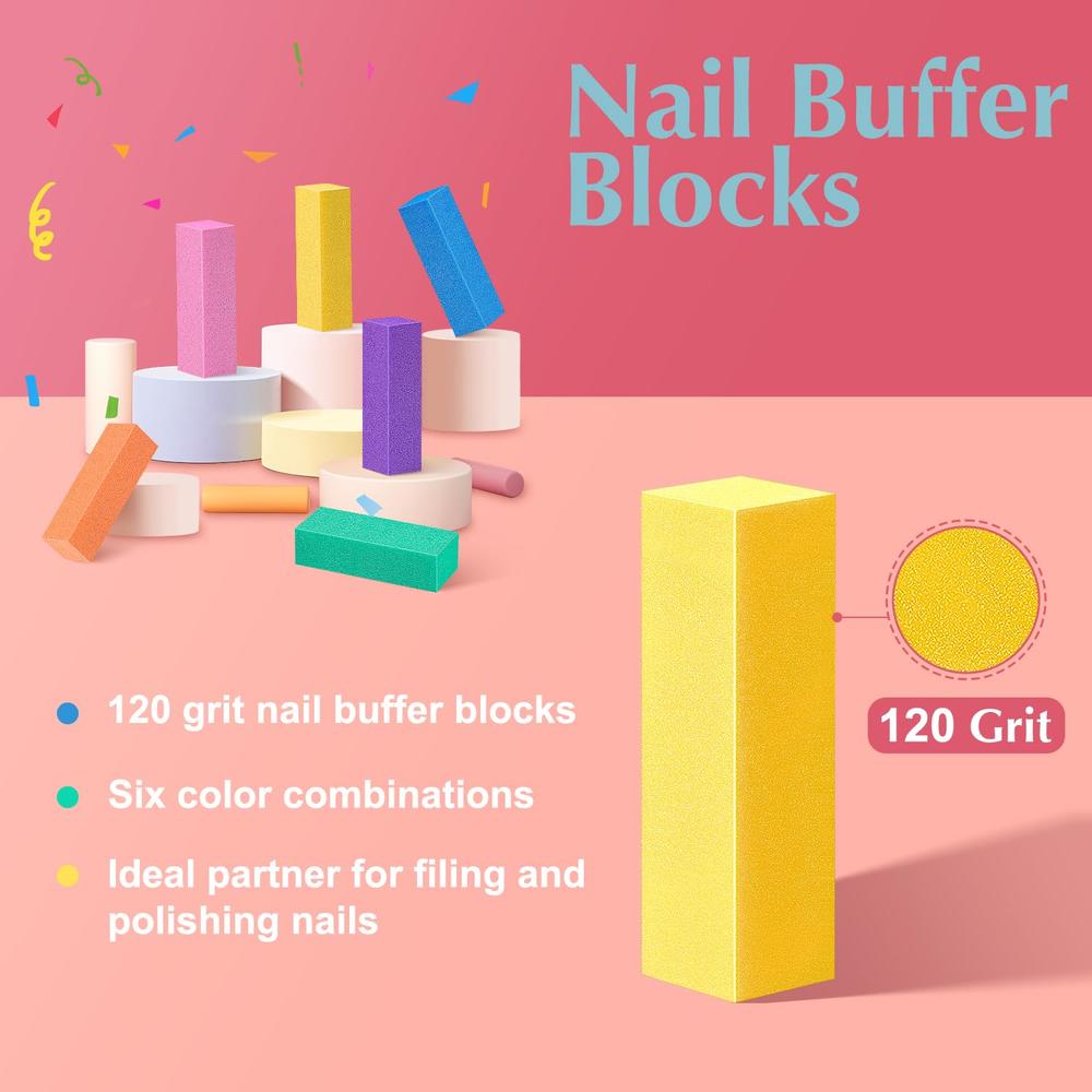 MORGLES Nail Files and Buffers, MORGLES Nail Care Kit for Natural and Acrylic Nails, 6pcs 100/180 Grit Nail File 6pcs Rectangular Nail B