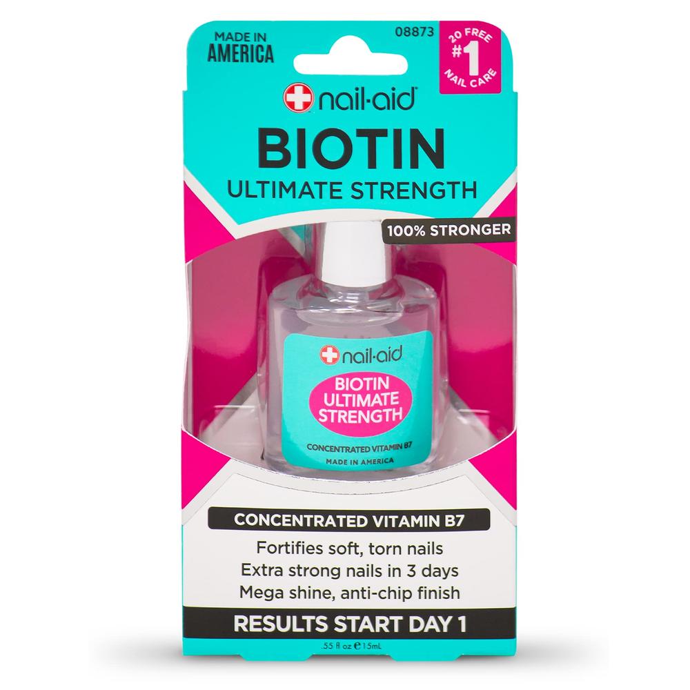Nail-Aid Biotin Ultimate Strength - Nail Treatment & Strengthener - Clear, 0.55 Fl Oz (08873)