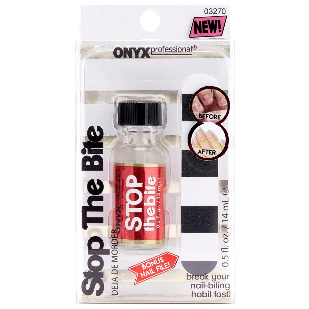 Onyx Professional "Stop The Bite" Nail Biting & Thumb Sucking Deterrent Polish 0.5 fl oz - Helps Nails Grow & Can Be Used As Top