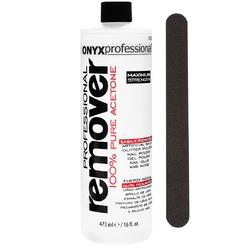 Onyx Professional 100% Acetone Nail Polish Remover Kit 16 Fl Oz Bottle With 7 Inch Nail File