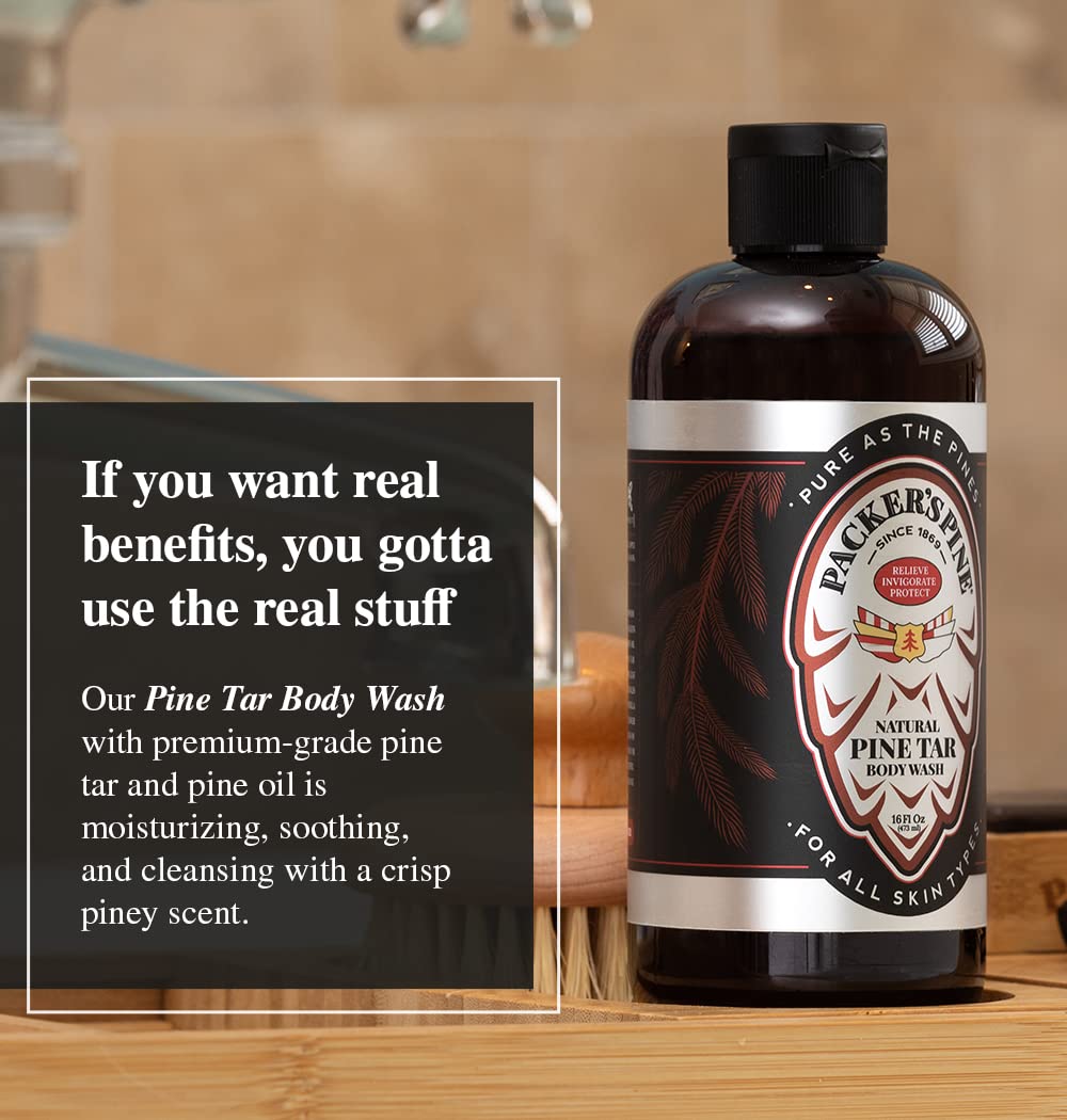 Packer\'s Pine Packer's Pine Tar Body Wash | Soothing Mens Shower Gel For Psoriasis Relief | Made With Natural Pine Tar and Pine Oils | Paraben