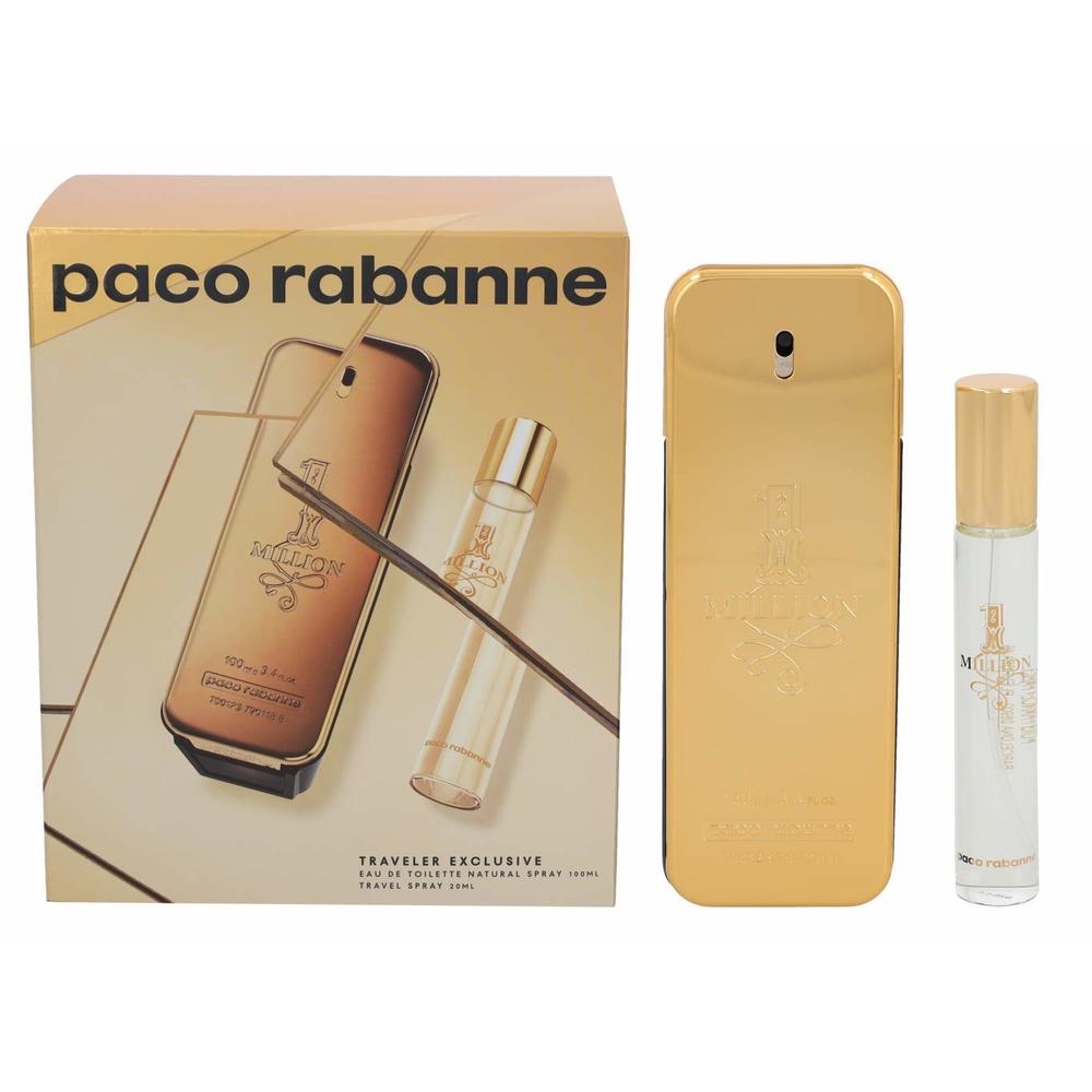 Paco Rabanne Paco rabanne 1 million gift set for men (3.4 ounce eau de toilette + 0.68 ounce travel spray), 4.08 Ounce