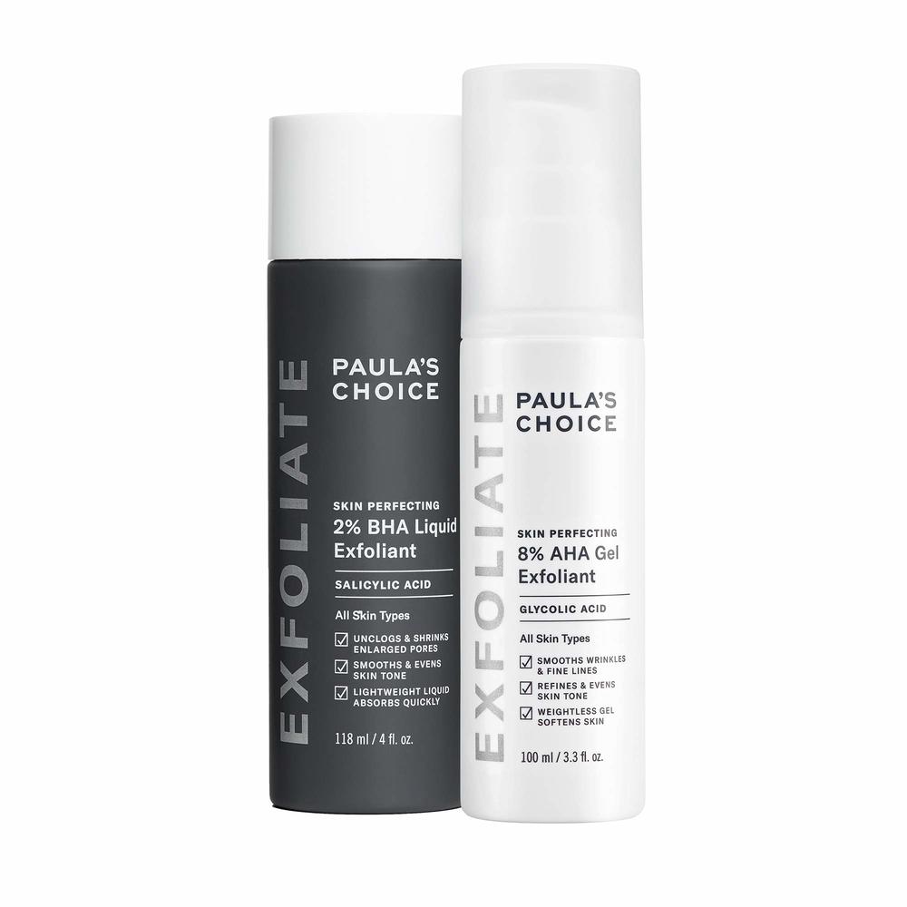 Paulas Choice Paula's Choice SKIN PERFECTING 8% AHA Gel Exfoliant & 2% BHA Liquid Duo - Facial Exfoliants for Blackheads, Enlarged Pores, Wrin