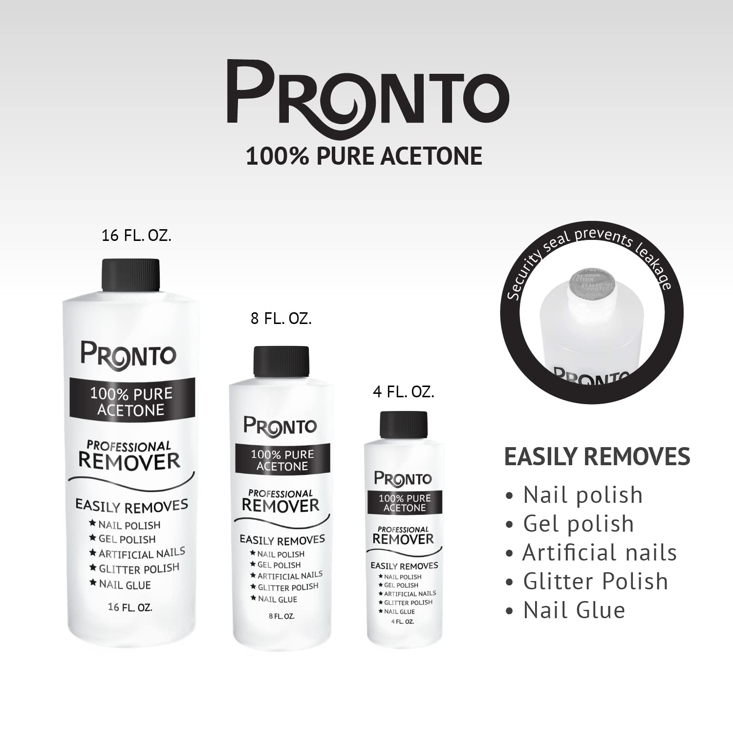 Pronto 100% Acetone Gel Nail Polish Remover - Gel Polish Remover for Nails | Acetone Nail Polish Remover & Acrylic Nail Remover 