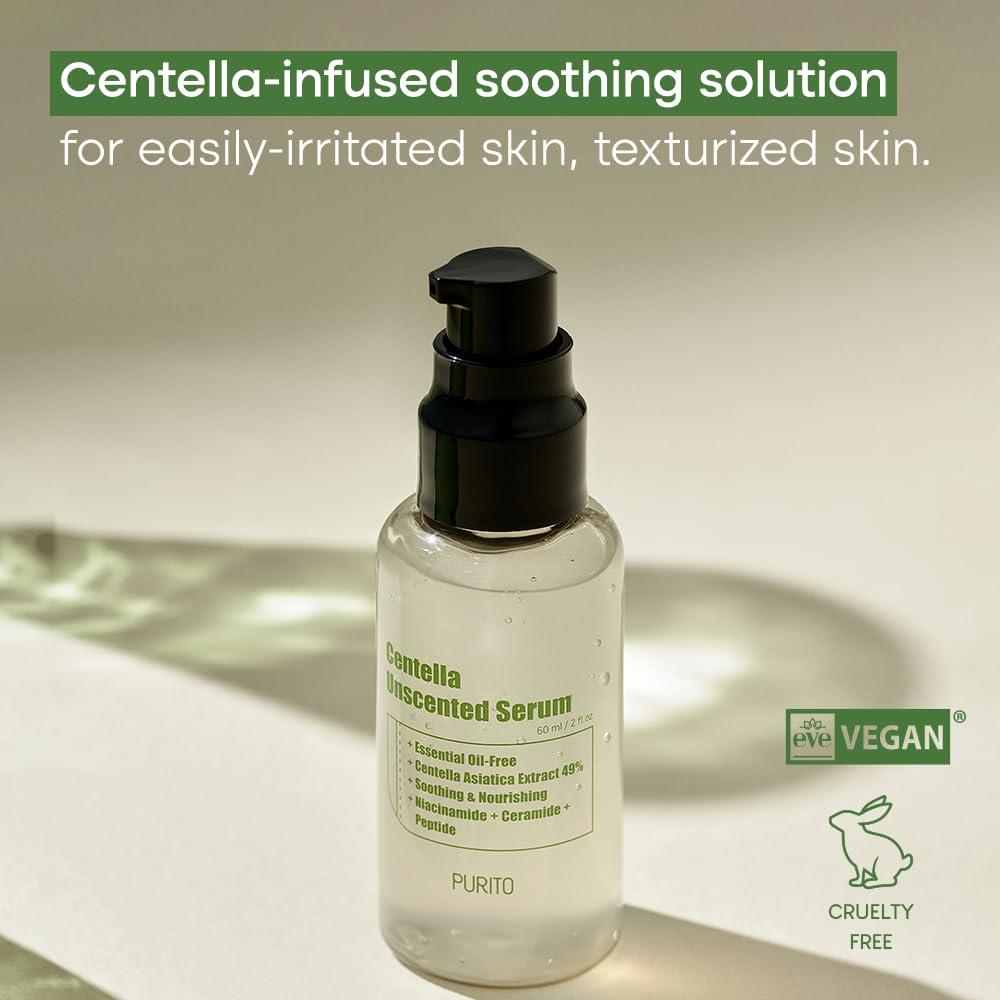 PURITO Centella Unscented Serum for face, Centella Asiatica,Recovery facial Calming soothing Serum,60ml/ 2 fl.oz