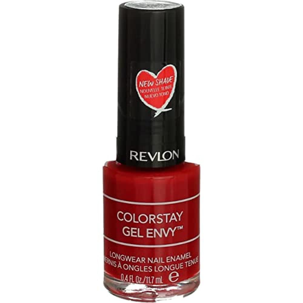 Revlon ColorStay Gel Envy Longwear Nail Polish, with Built-in Base Coat & Glossy Shine Finish, in Red/Coral, 620 Roulette Rush, 