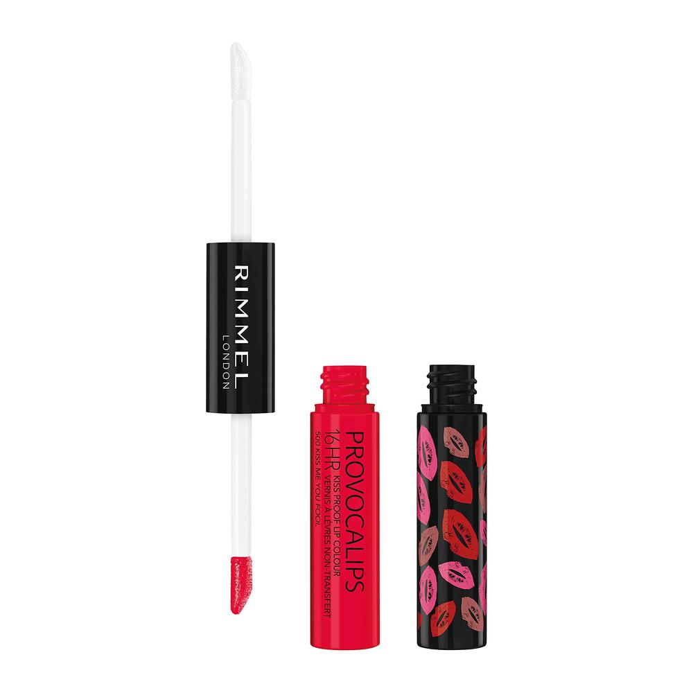 Rimmel London Provocalips 16hr Kiss-Proof Lip Color - Two-Step Liquid Lipstick to Lock in Color and Shine - 500 Kiss Me You Fool