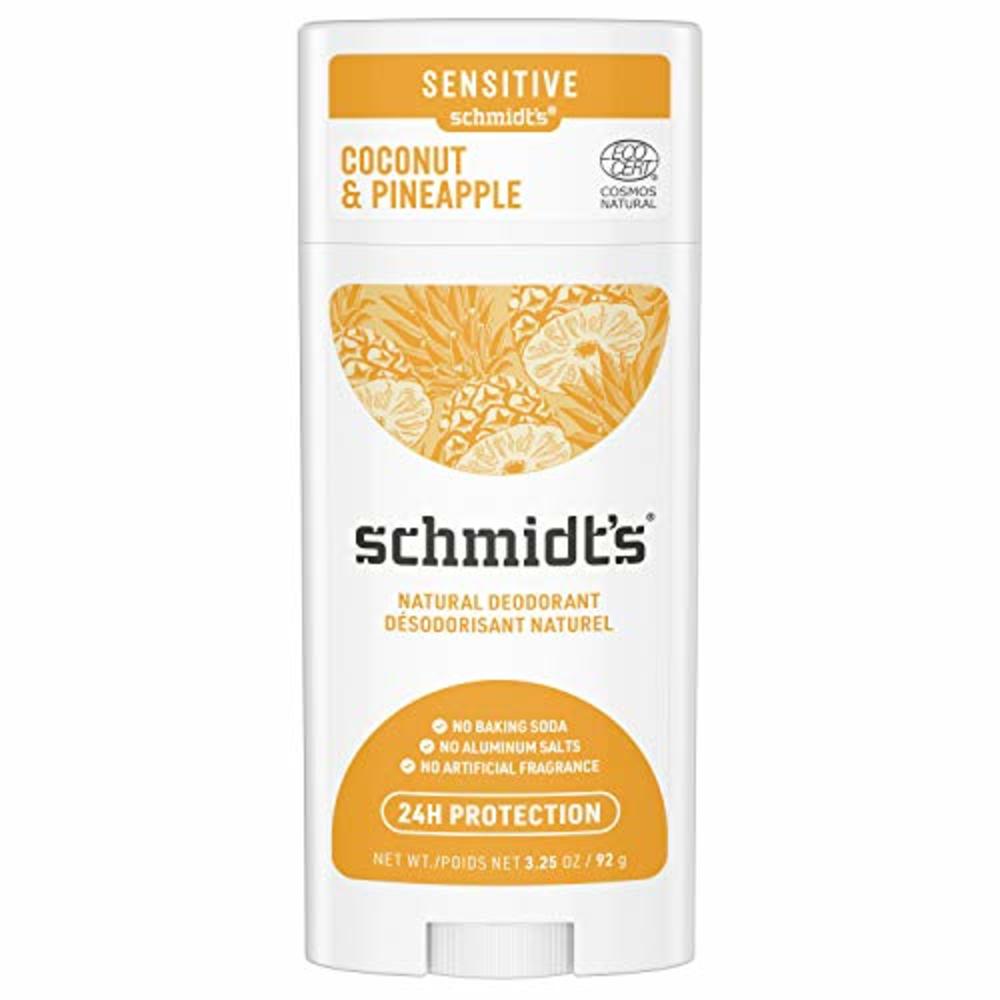 Schmidts Schmidt's Aluminum Free Baking Soda-Free Sensitive Skin Natural Deodorant For 24 Hour Odor Protection and Freshness, Coconut + P