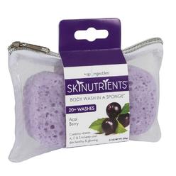 Spongeables Skinutrients Moisturizing Body Wash in a Sponge, açai Berry, With Bonus Travel Bag, Paraben and Cruelty-Free, Purple