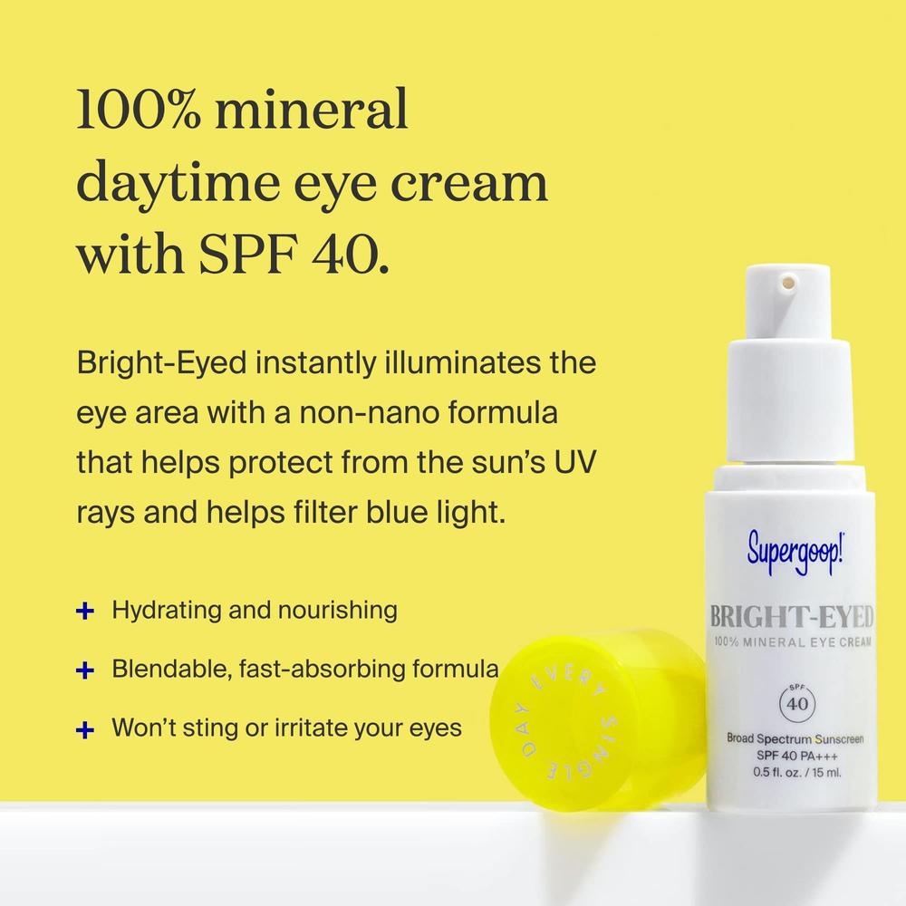 Supergoop! Bright-Eyed Mineral Eye Cream - SPF 40, 0.5 fl oz - Hydrating & Illuminating Sunscreen for Dark Circles & Puffiness