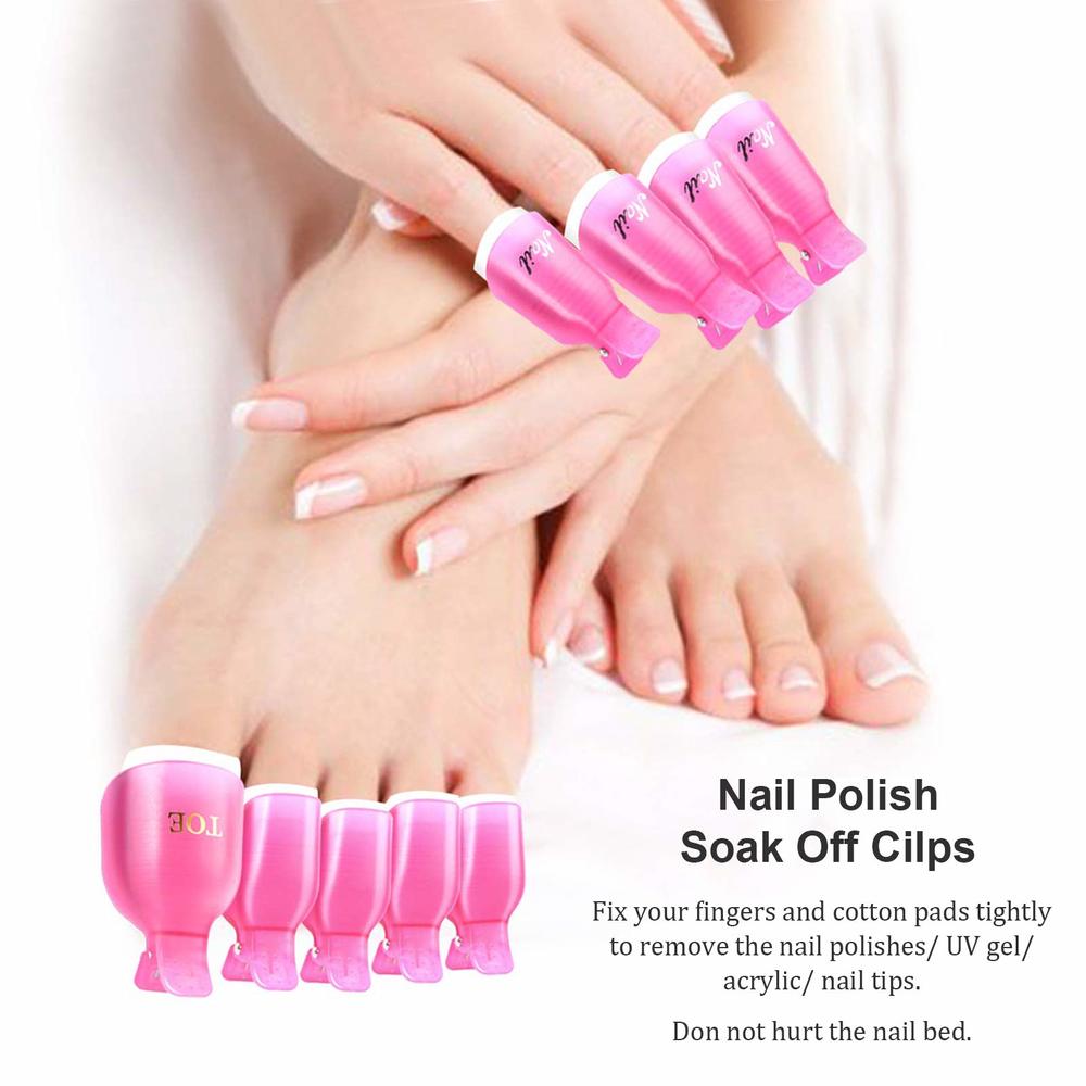 TEUVO 50Pcs Toe Polish Remover Clips Nail Soak Off Clips Set for Fingernails and Toenails, Toe Gel Remover Clips for Acrylic Gel